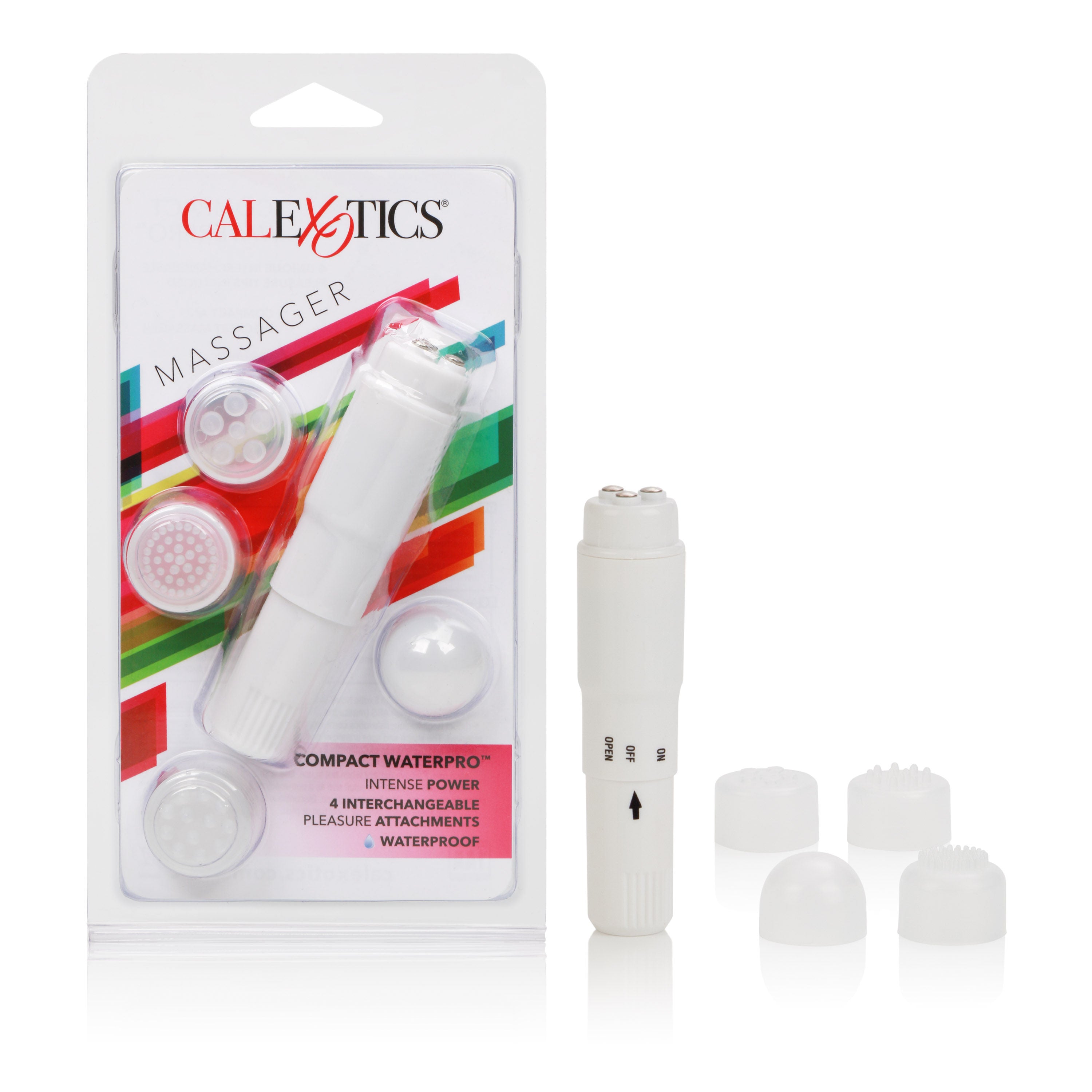 Compact Waterproof Personal Travel Massager with 4 Tips White STIMULATORS