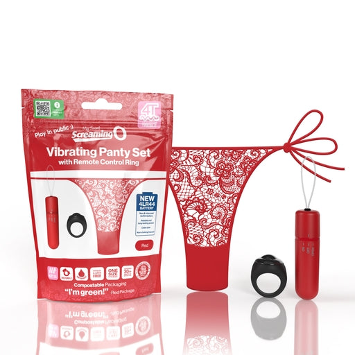 My Secret Screaming O 4T Vibrating Panty Set with Remote Control Ring - Red, One Size Red BULLETS