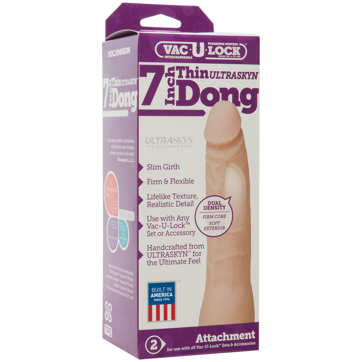 Vac-U-Lock 7 Inch Ultraskyn Thin Dong Vanilla Realistic Toy > Dildos > Slim Dildos