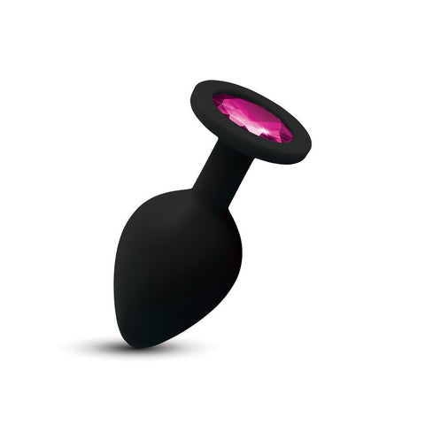 Gemma Pink Gem Black Silicone Plug – Medium Butt Plug > Anal Range > Jewel Butt Plugs