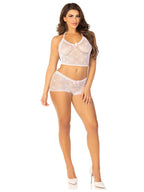 First Love Mini Heart Trimmed Cami and Boy Short Set – Lingerie White One Size > Clothes > Lingerie Sets