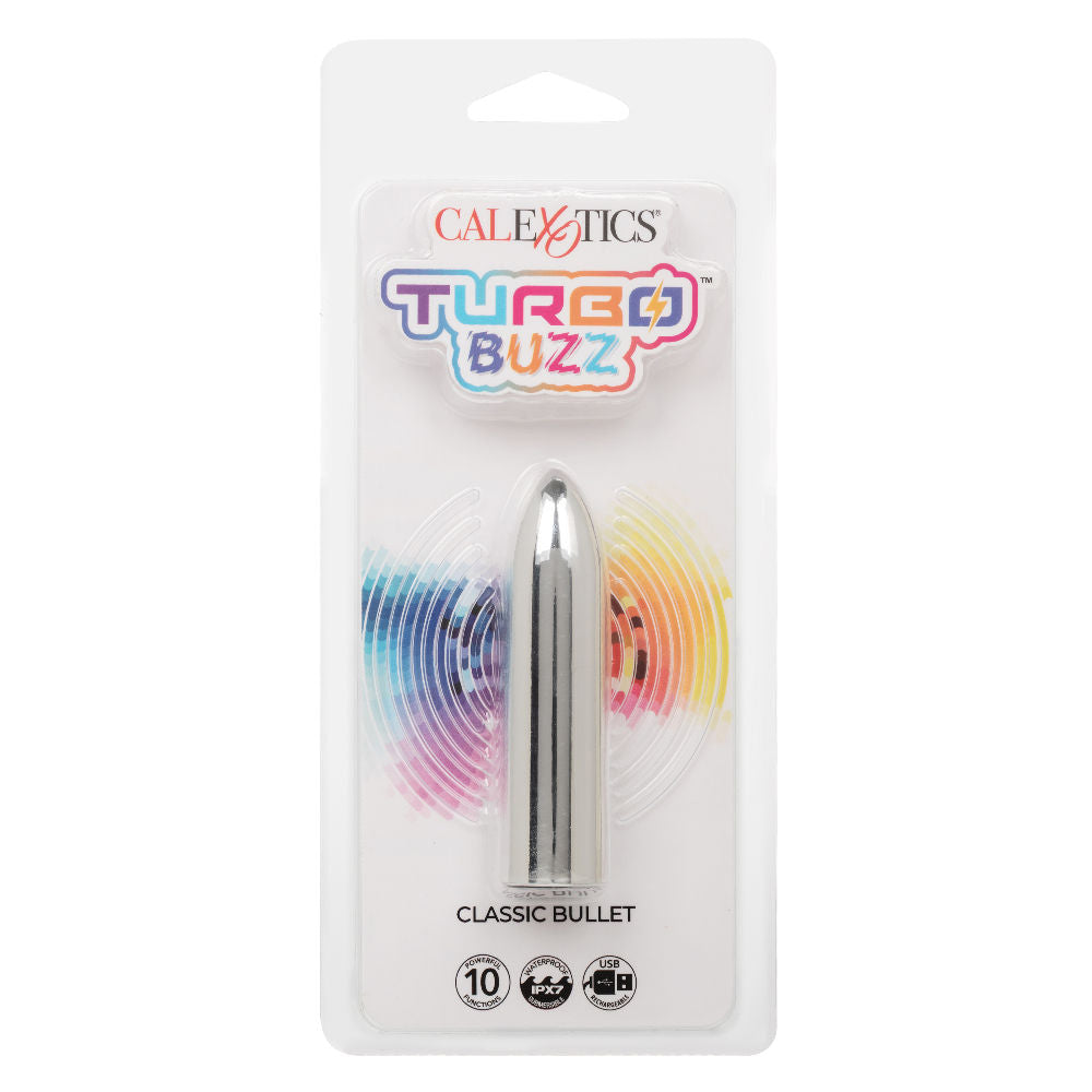 Turbo Buzz Classic Bullet Vibrator Blue Compact Powerful Adult Silver BULLETS