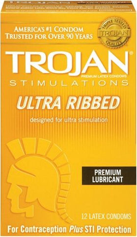 Trojan Ultra Ribbed Condoms 12 Pack for Enhanced Sensation Default Title Condoms