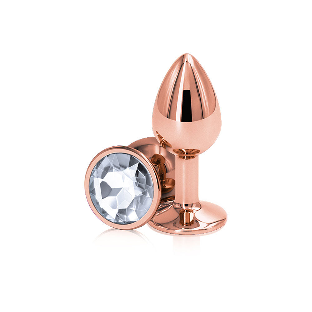 Rear Assets Rose Gold Small Butt Plug - 6.9cm Metal with Gem Base > Anal Range > Jewel Butt Plugs