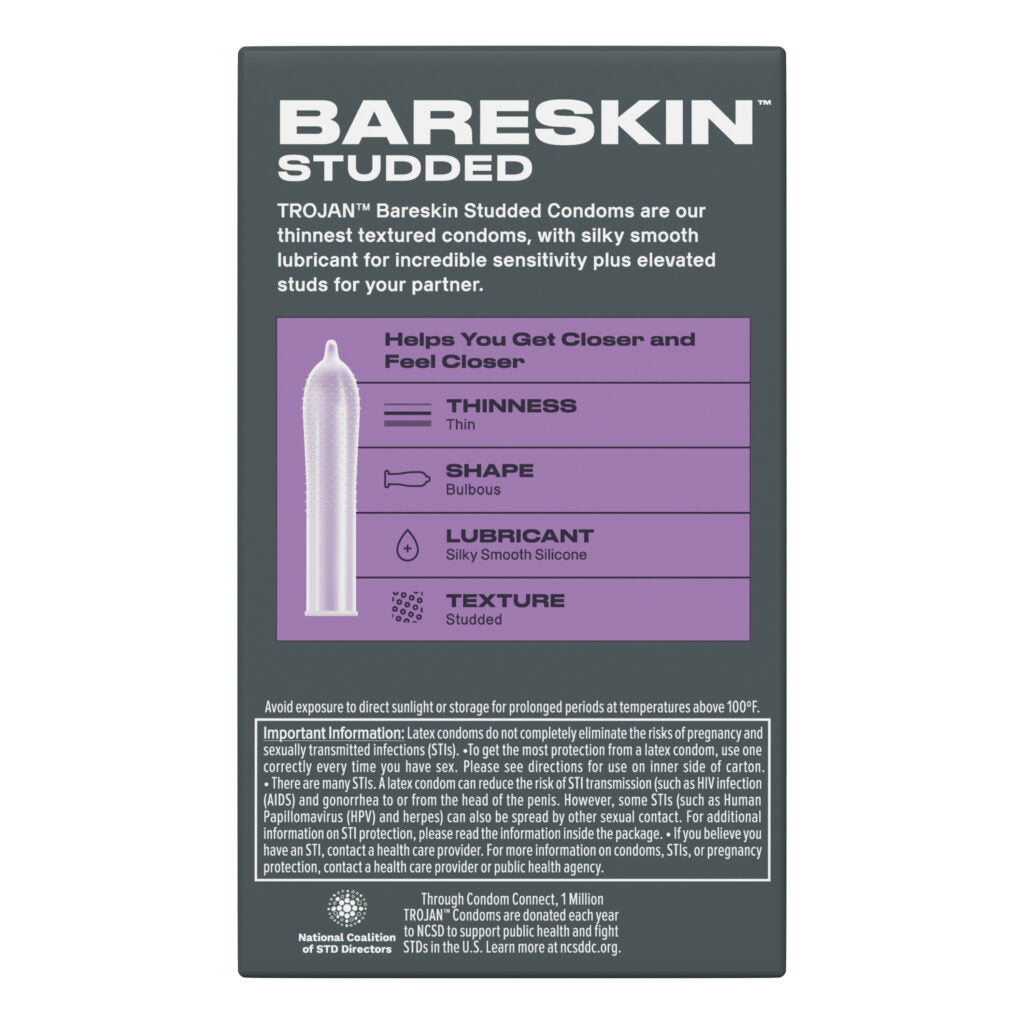 Trojan Studded Bareskin Lubricated Condoms 10 Pack
