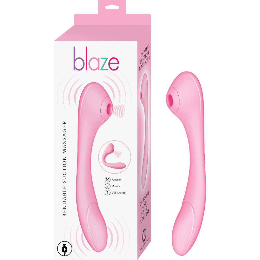 Blaze Bendable Suction Massager Pink Wireless Adult Vibrator Suction Stimulator