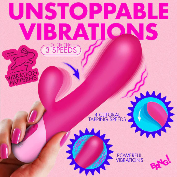Clit Tapping Vibrating Rabbit Pink 8.4 Inch Flexible Silicone Rabbit Vibrator > Vibrators > Ladies > Rabbit