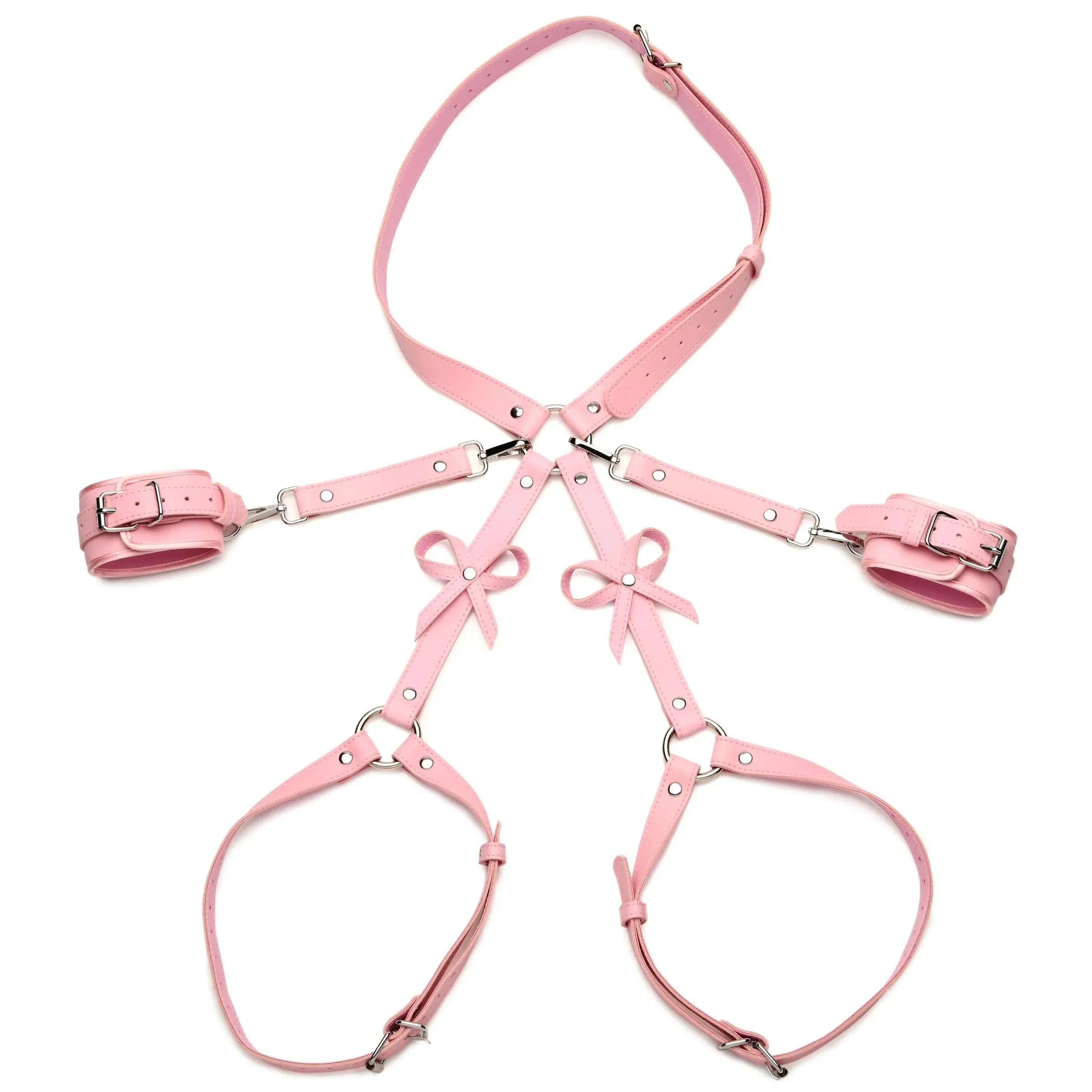 Bondage Harness with Bows (Pink) – Medium/Large Vegan Faux Leather Harness > Clothes > Womens Harnesses