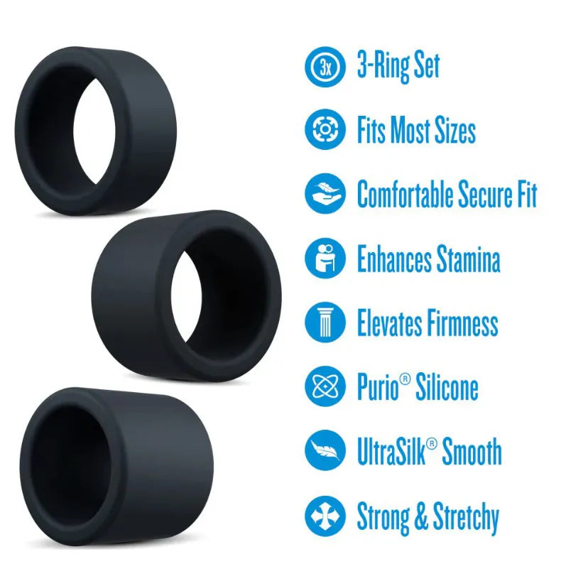 Performance Plus Accelerate (Black) – Versatile 3-Ring Set Enhancer > Cock Ring > Sets