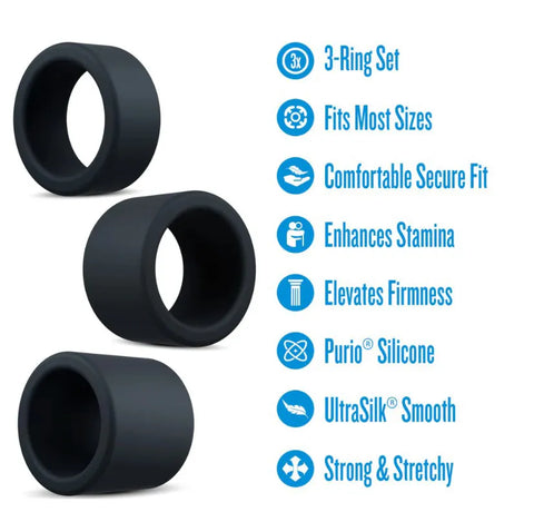Performance Plus Accelerate (Black) – Versatile 3-Ring Set Enhancer > Cock Ring > Sets