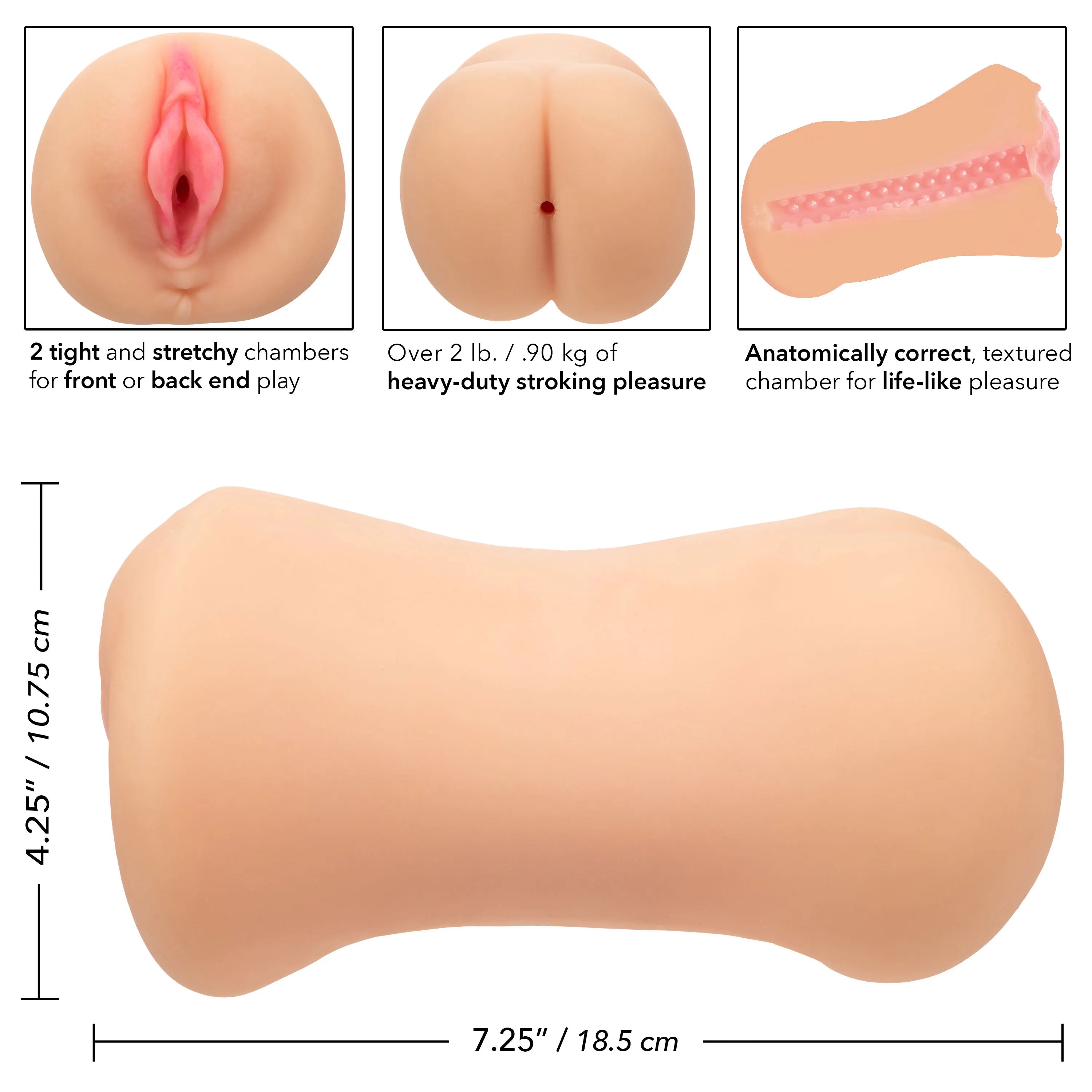 Stroke It Dual Entry Pussy and Ass – Double-Ended Stroker Sleeve > Sex Toys For Men > Masturbators > Manual