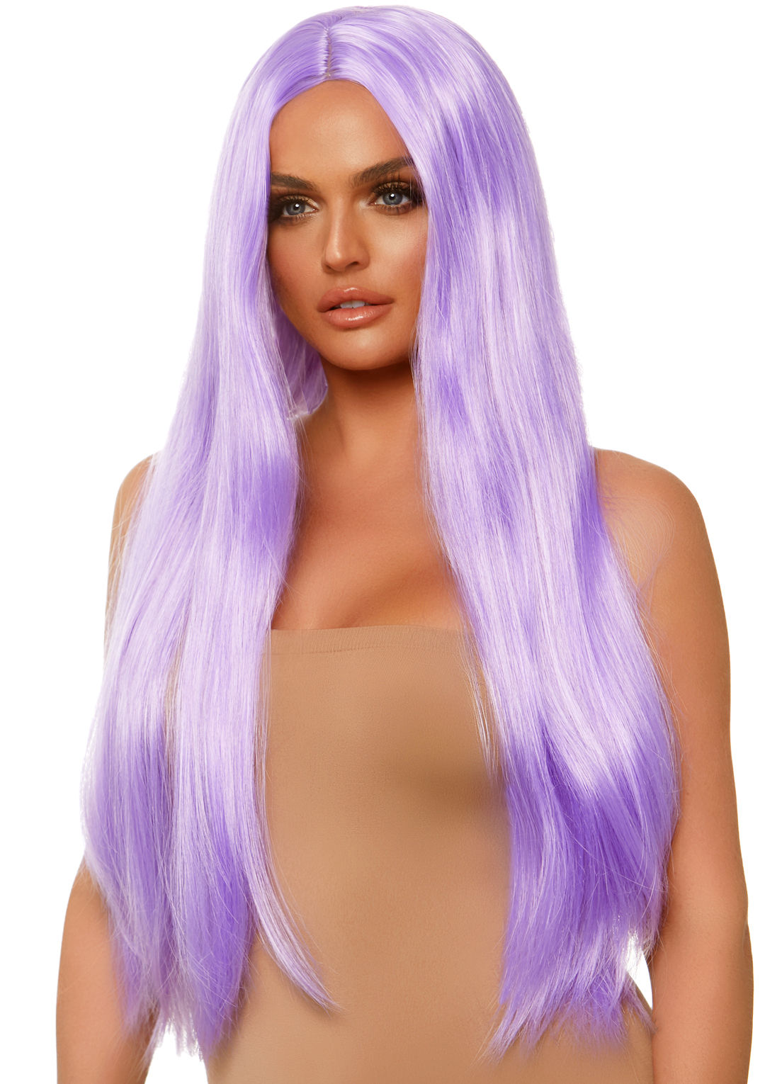 33 Inch Long Straight Pink Wig with Center Part Hair Accessory Purple Wigs