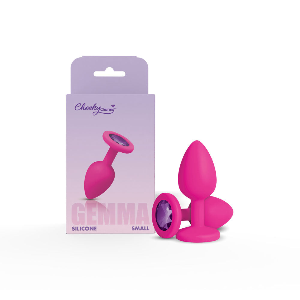 Cheeky Charms Gemma 2.74 Inch (Purple Gem Pink) – Small Silicone Butt Plug > Anal Range > Jewel Butt Plugs