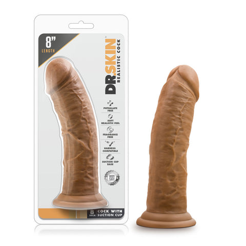 Dr Skin 8 Inch Realistic Dildo With Suction Cup Mocha Color Brown Dongs Realistic