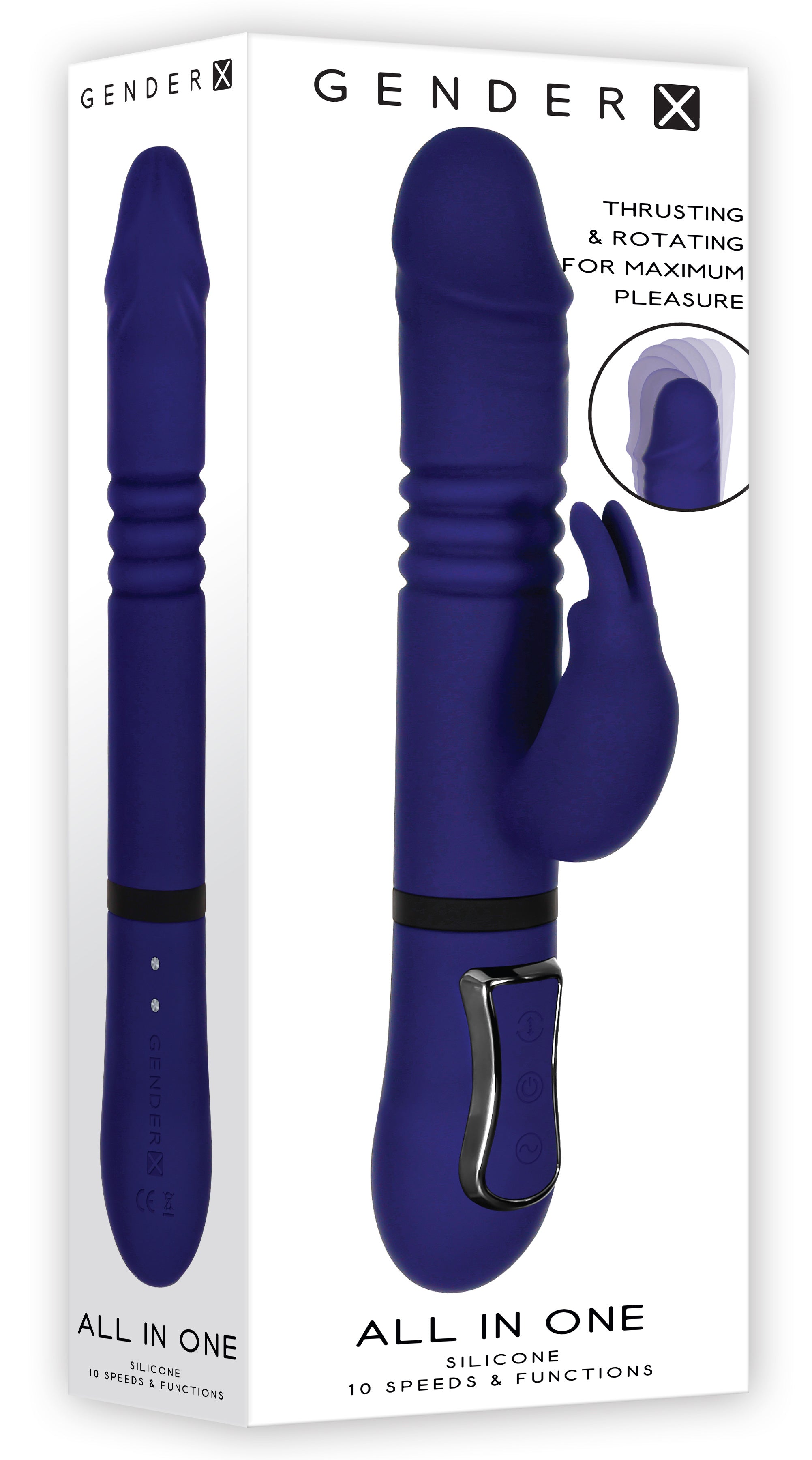 All in One Rechargeable Rabbit Vibrator with Powerful Thrusts VIBRATORS-RABBIT