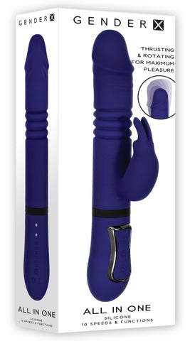 All in One Rechargeable Rabbit Vibrator with Powerful Thrusts VIBRATORS-RABBIT