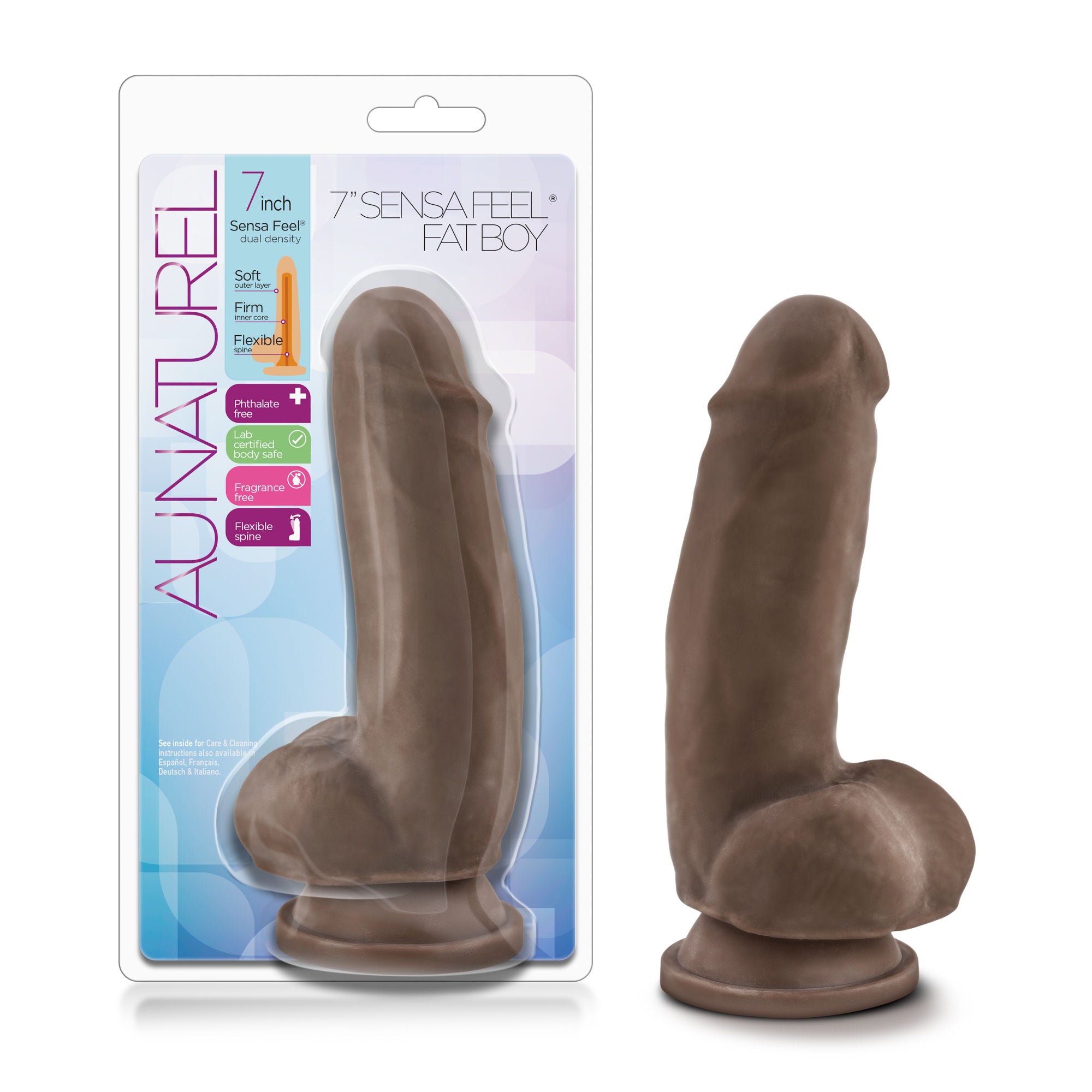 Au Naturel 7 Inch Sensa Feel Fat Boy Chocolate Adult Toy Dongs Realistic