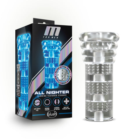 M For Men All Nighter Soft Wet Clear Male Masturbation Sleeve Strokers - Manual