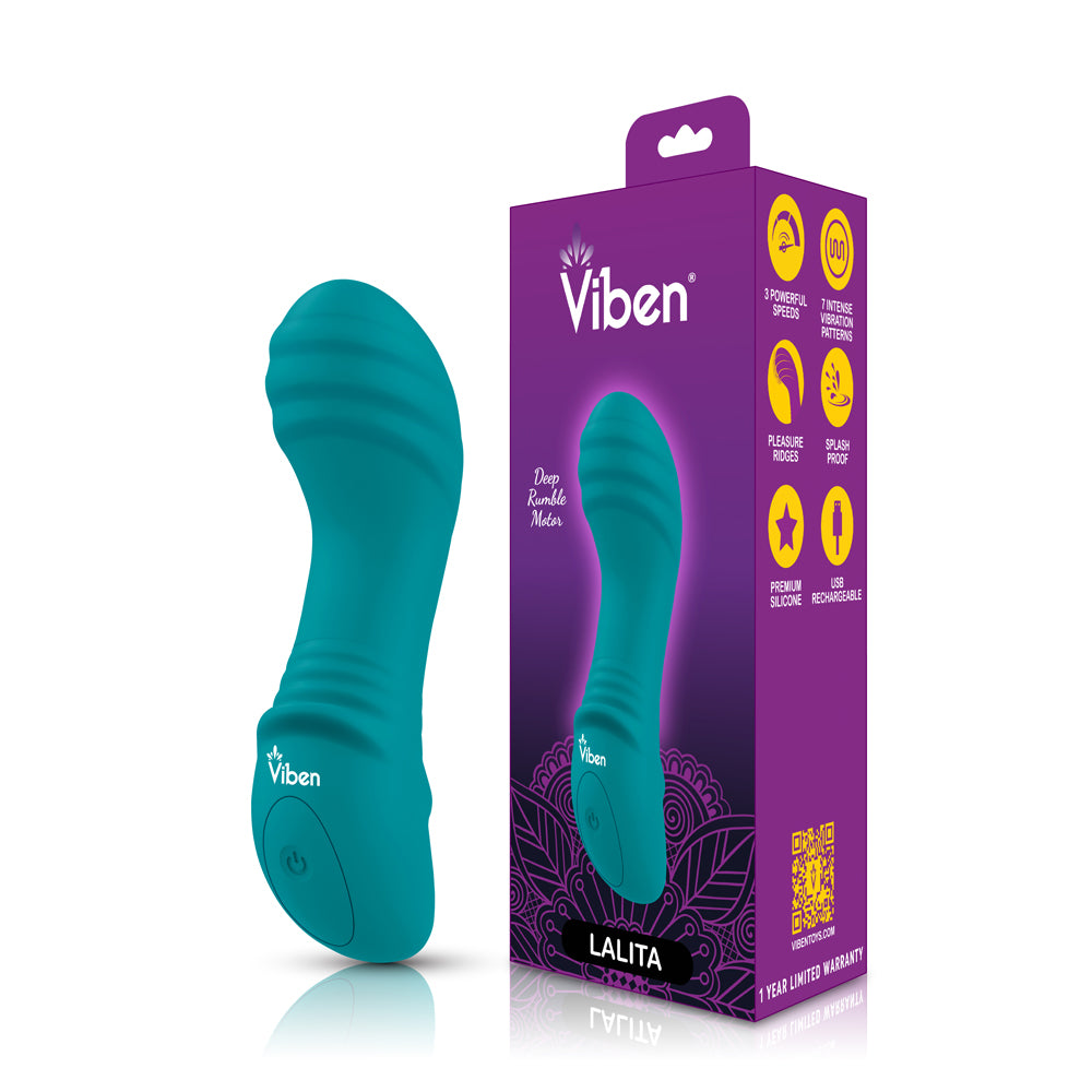Lalita Mini G-Spot Vibrator with Pleasure Ridges Ocean Blue BULLETS
