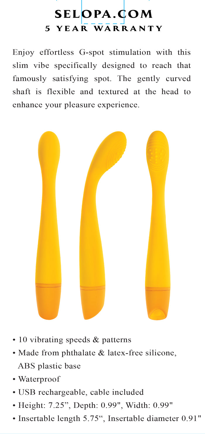 Selopa LEMON SQUEEZE Slim Vibe 18.4cm Waterproof Toy Vibrators - G Spot