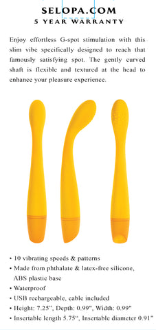 Selopa LEMON SQUEEZE Slim Vibe 18.4cm Waterproof Toy Vibrators - G Spot