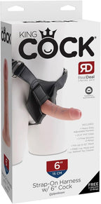 King Cock Strap-On Harness With 6-Inch Realistic Silicone Dong – Strap-On Dildo > Dildos > Strap On Harnesses