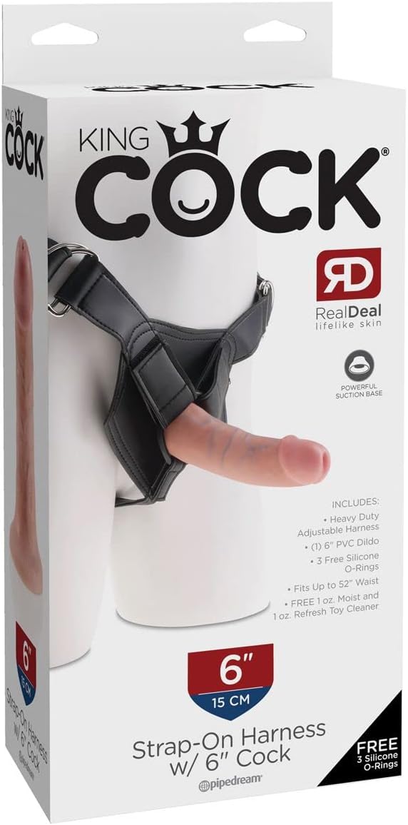 King Cock Strap-On Harness With 6-Inch Realistic Silicone Dong – Strap-On Dildo > Dildos > Strap On Harnesses