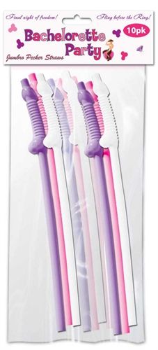 Bachelorette Party Jumbo Flexy Pecker Drinking Straws 10 Pack Multi Bachelor & Bachelorette Items