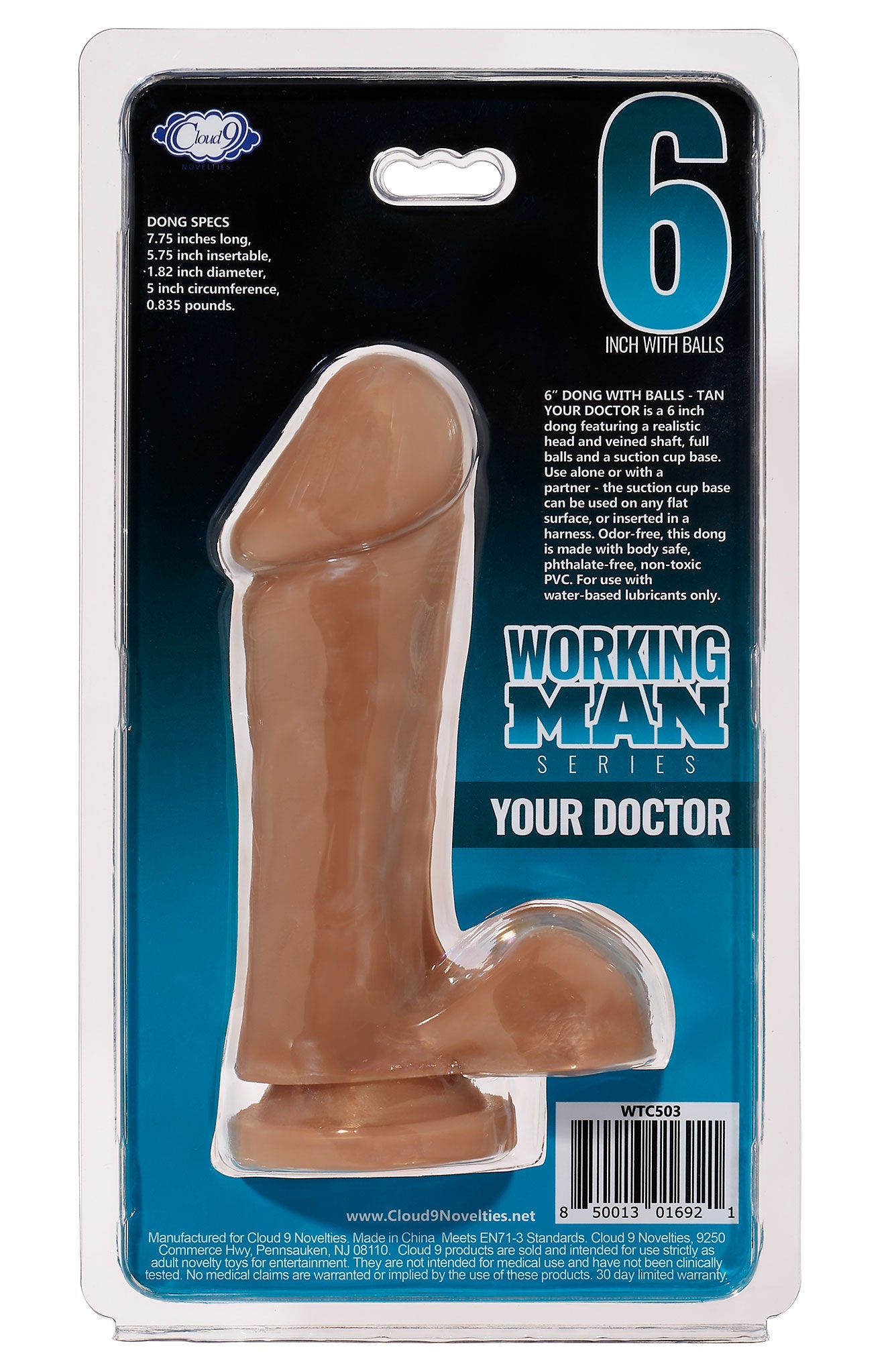 Cloud 9 Working Man 6 Inch Realistic Dong With Balls Tan Dongs Realistic