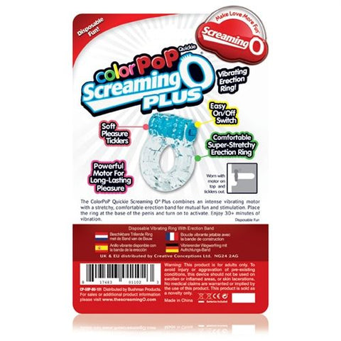 Screaming O Plus Vibrating Erection Ring Blue Disposable Cock Rings Vibrating