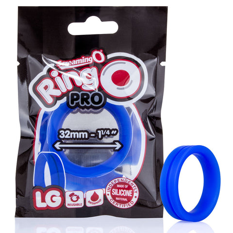 RingO Pro Large Black Silicone Erection Enhancement Ring Blue COCK RINGS