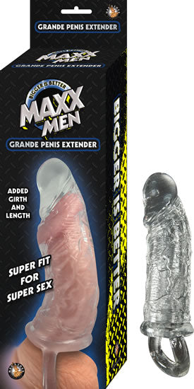 Maxx Men Grande Penis Sleeve – Clear, Textured, Enhances Girth and Length Sleeve Clear > Sex Toys For Men > Penis Sleeves
