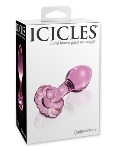 Icicles Pink Glass Anal Plug with Tapered Tip and Bulb Design > Sex Toys > Glass
