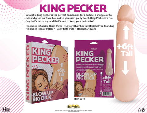 King Pecker 6 Foot Giant Inflatable Penis Adult Toy Party Fun Beige Bachelor & Bachelorette Items