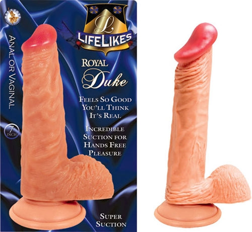 Lifelike Royal Duke 7 Inch Realistic Suction Cup Dildo Toy Beige Dongs Realistic