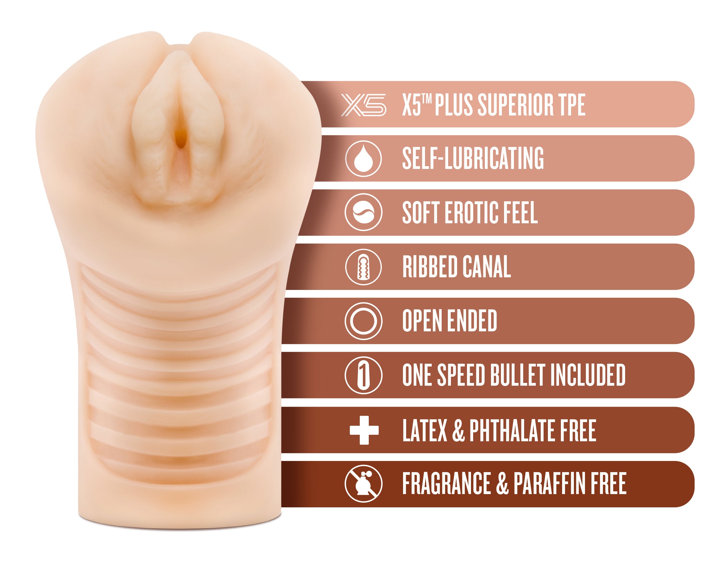 M Elite Soft and Wet Annabella Vibrating Vagina Stroker Beige Strokers - Auto