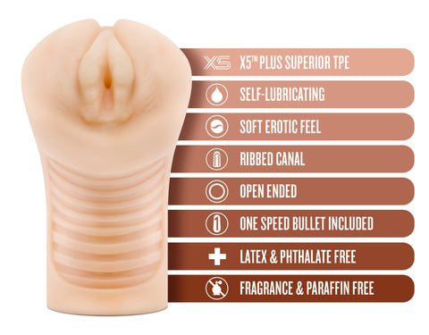M Elite Soft and Wet Annabella Vibrating Vagina Stroker Beige Strokers - Auto