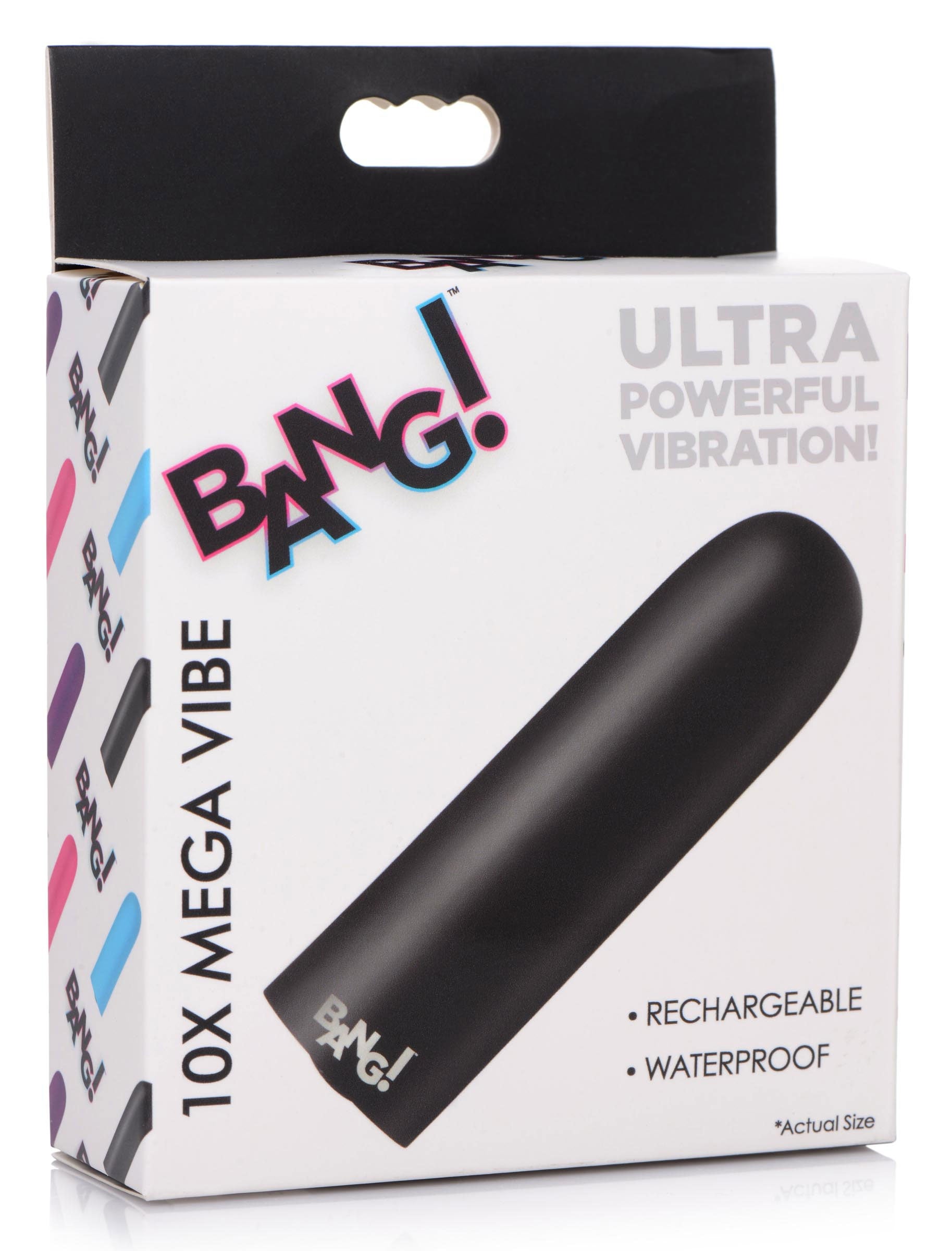 Mega Vibrator Bullet in Black with 10 Vibration Patterns (Black / Blue /Pink) > Vibrators > Mini Vibrators