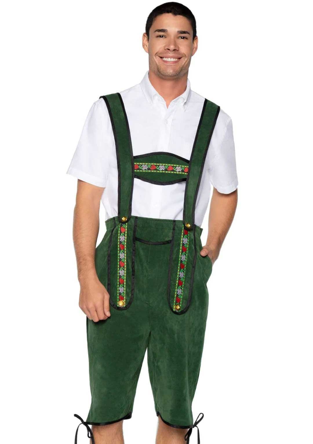 Mens Beerfest Lederhosen Oktoberfest Costume Green X-Large Green XL > Clothes > Costumes > Mens