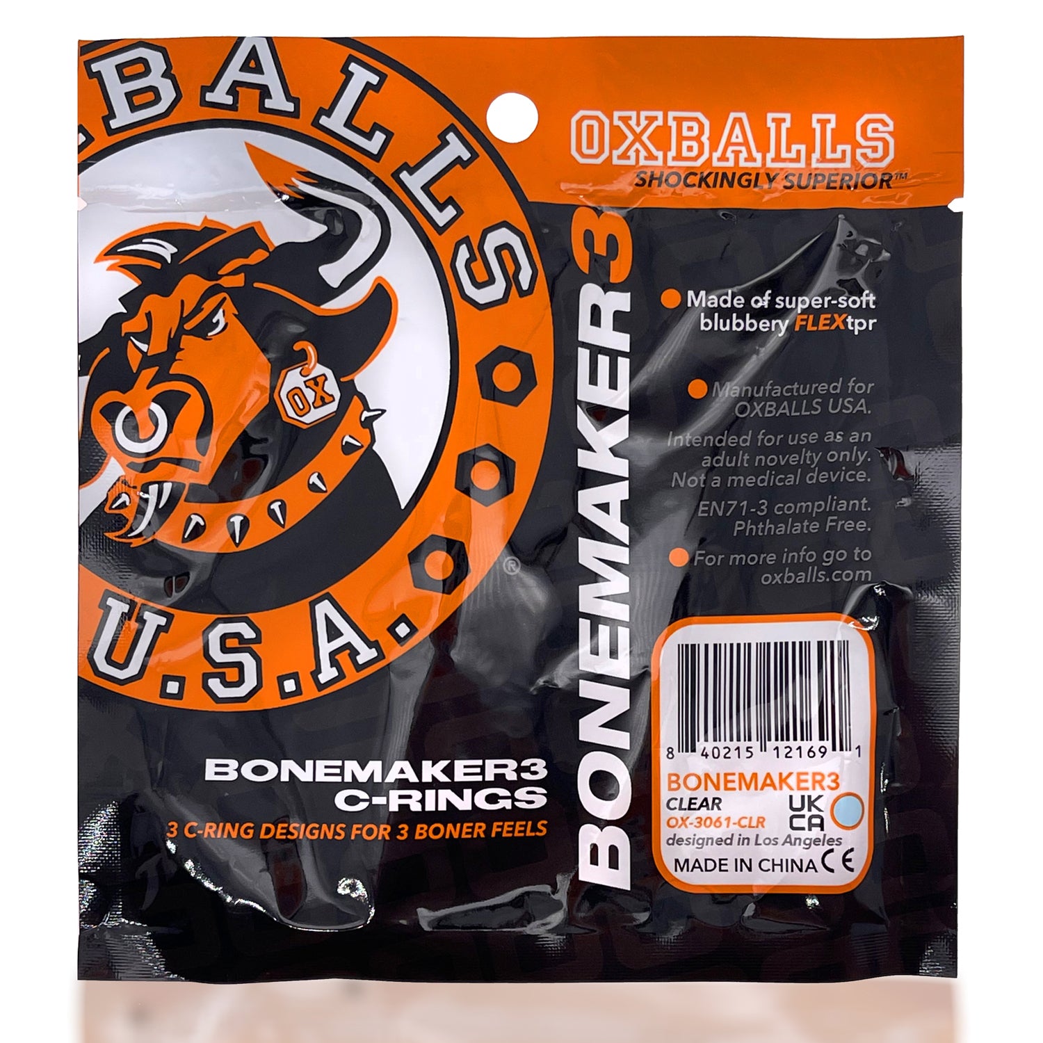 Oxballs Bonemaker (Black) Cockring 3 Pack – Durable Cockring Set Clear > Cock Ring > Sets