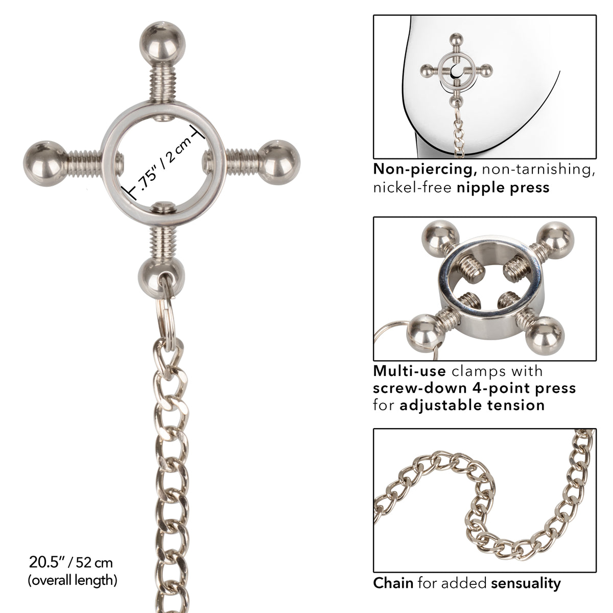Nipple Grips 4 Point Nipple Press With Chain – Adjustable Nipple Clamp > Sex Toys > Nipple Clamps