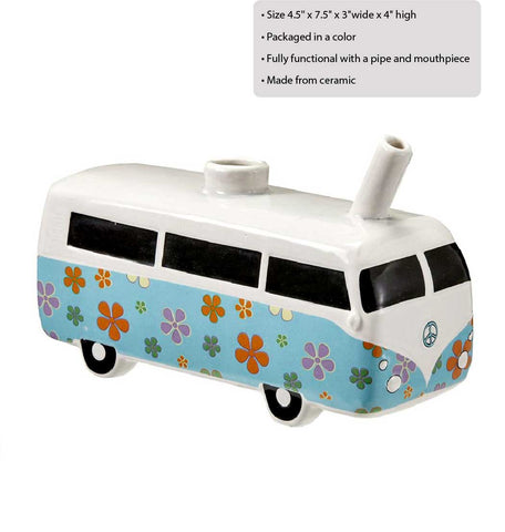 Retro Vintage Bus Smoking Pipe with Hippie Flower Design Gag Gifts & Novelties