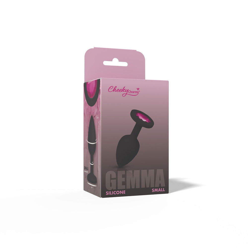 Cheeky Charms Gemma 2.74 Inch Pink Gem Black Silicone Plug – Small Anal Plug > Anal Range > Jewel Butt Plugs