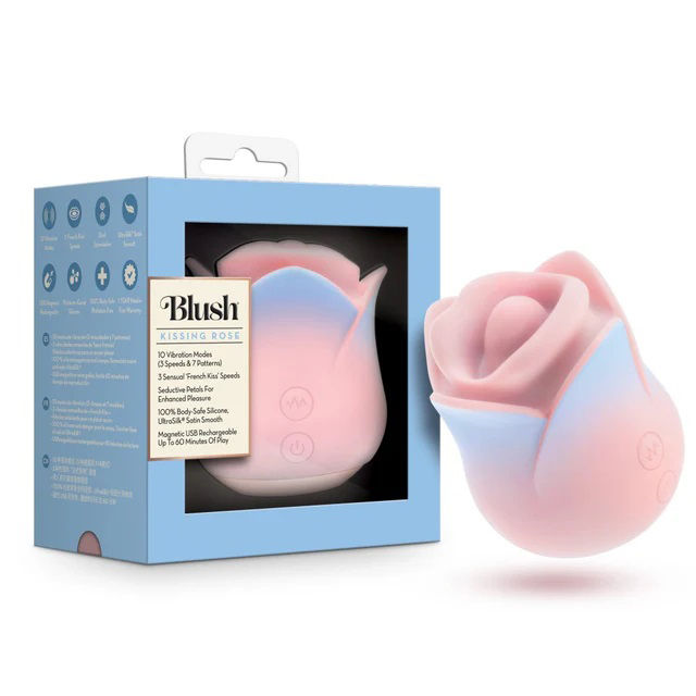 Blush Collection Kissing Rose Pink Clitoral Vibrator with Modes Pink Suction Stimulator