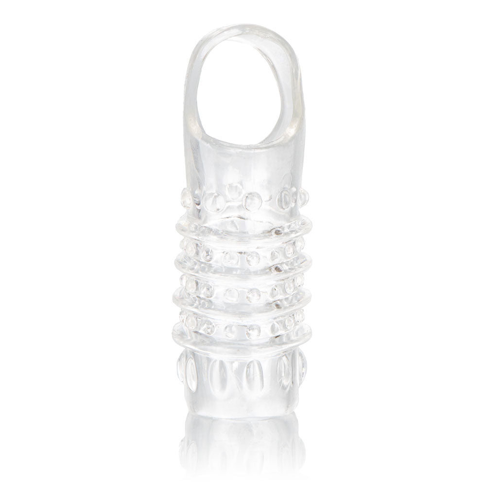 Stimulation Enhancer Clear Nubbies Super Tight Textured Extension Sleeve with Scrotum Strap SLEEVES