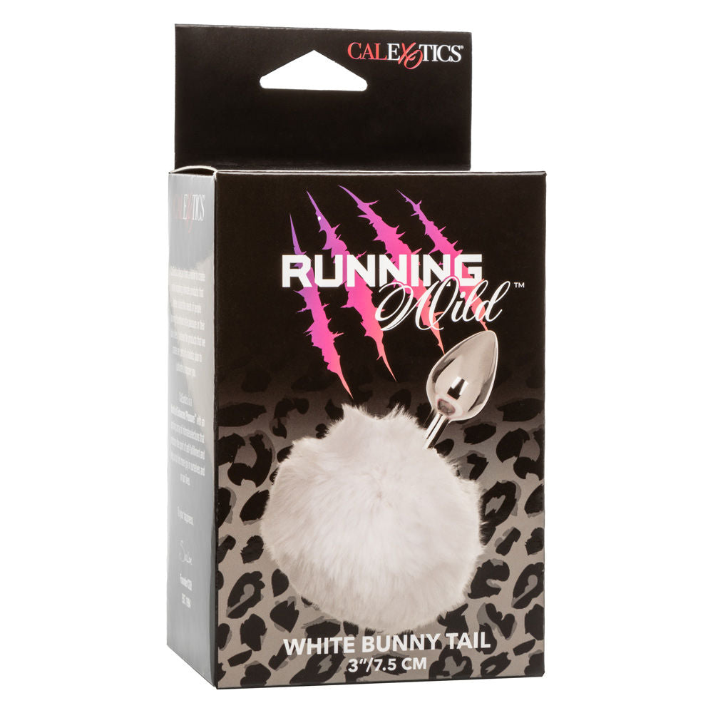 Running Wild Pink Bunny Tail Anal Plug with Metallic Probe White Tails