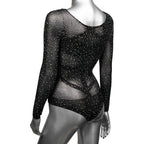 Radiance Long Sleeve Black Mesh Bodysuit – Rhinestone Lingerie > Clothes > Bodies and Playsuits