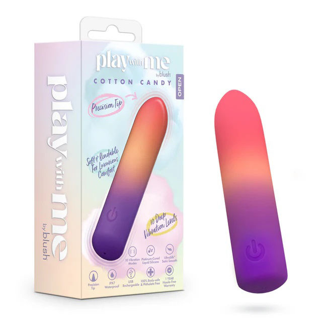 Play With Me Cotton Candy Petite Vibrator with 10 Modes Multi BULLETS