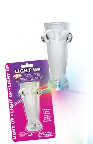 Light Up Boobie Beer Glass Party Favor with Multi-Color Lights Clear Bachelor & Bachelorette Items