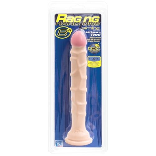 Raging Hard Ons Slimline 8 Inch Suction Cup Dong White Beige Dongs Realistic